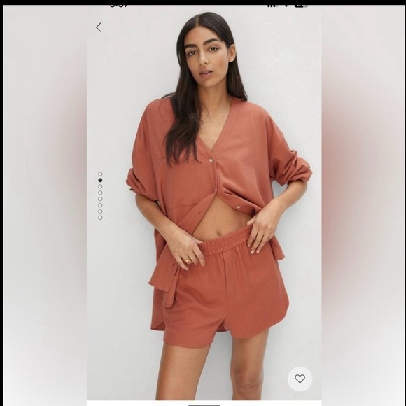 Mango Rust Orange Pull on Elastic Waist Shorts Medium Casual Beach Vacation - Picture 2 of 11